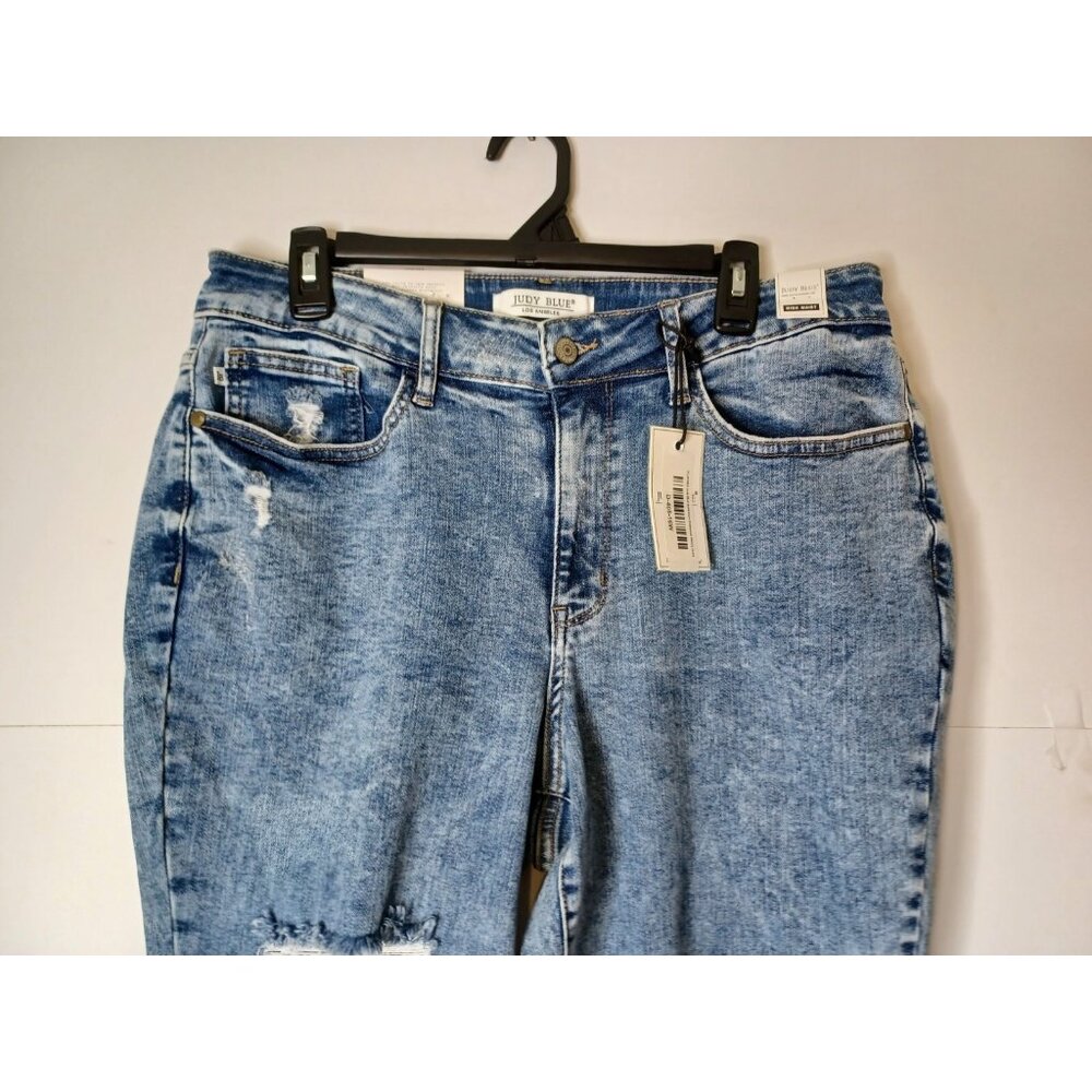 Judy Blue Skinny Fit High Waist Jeans Raw Hem Distressed 16W 34X27 - Picture 4 of 10